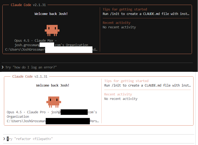 Running two Claude Code accounts on one Windows PC (without them fighting)